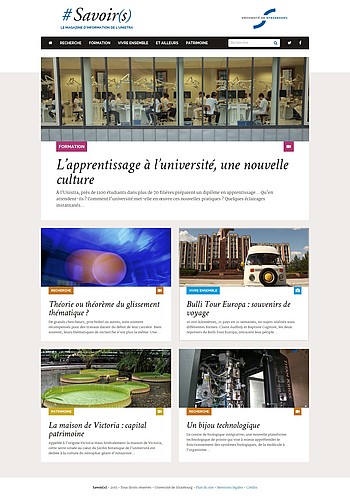 La Une du site savoirs.unistra.fr
