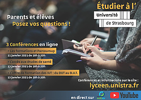 Étudier à l'université de Strasbourg, parents et élèves posez vos questions !
